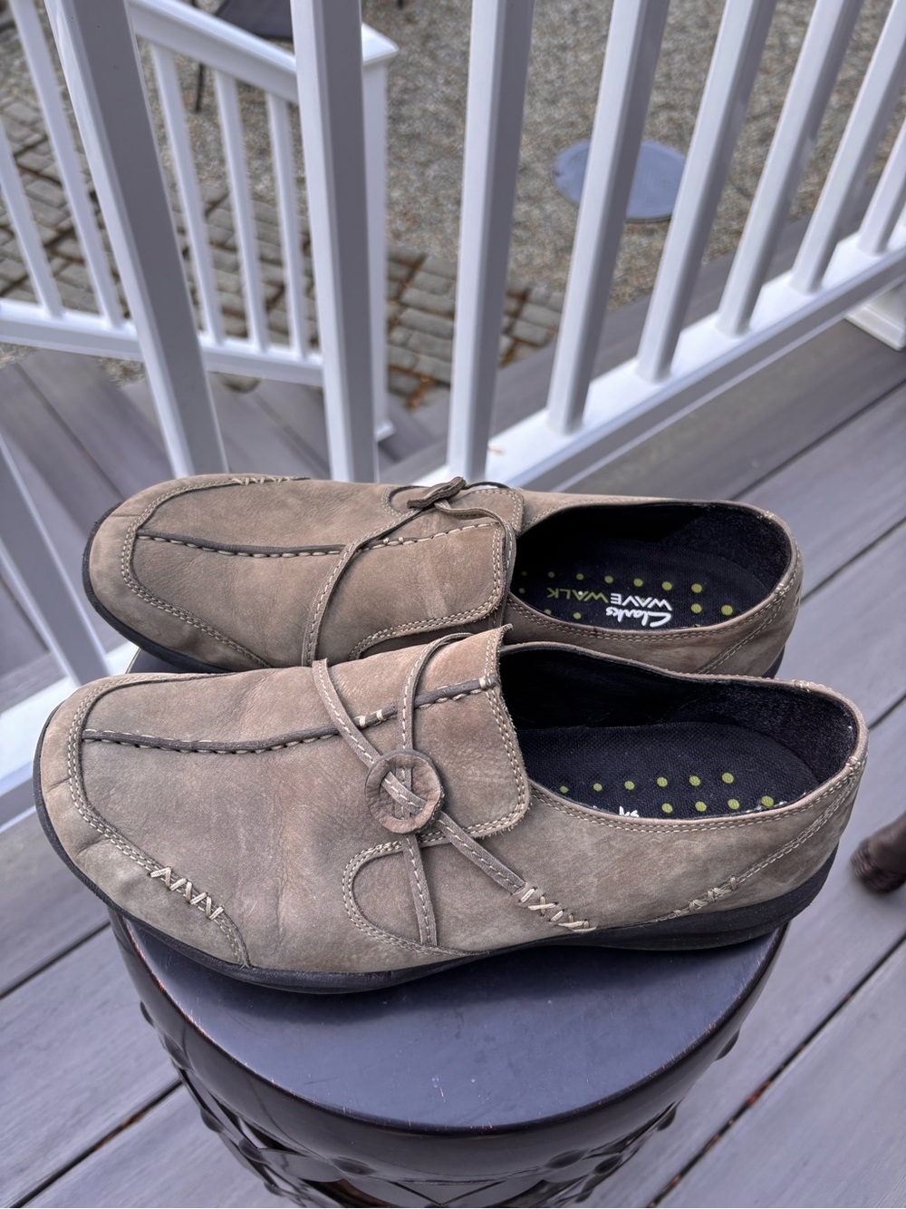 Clarks Men’s Taupe Slip-On Loafers with Decorative Knot